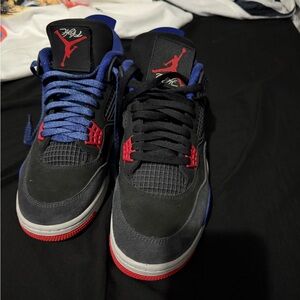 Jordan Athletic Shoes Black and Blue with Red Accents